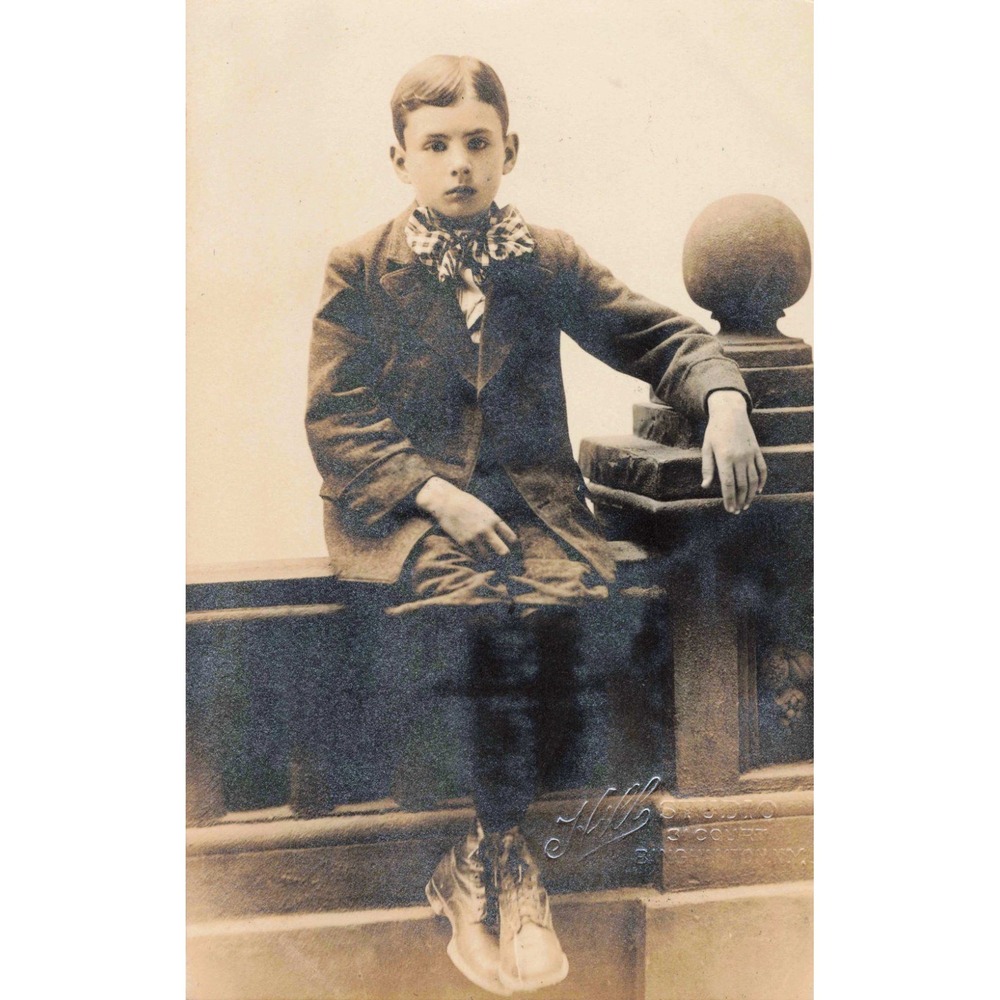 Antique Real Photo Postcard RPPC Boy Portrait Hill Studio Binghamton NY VG - Picture 1 of 2